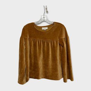 Madewell Brown Long Sleeve Velvet Top